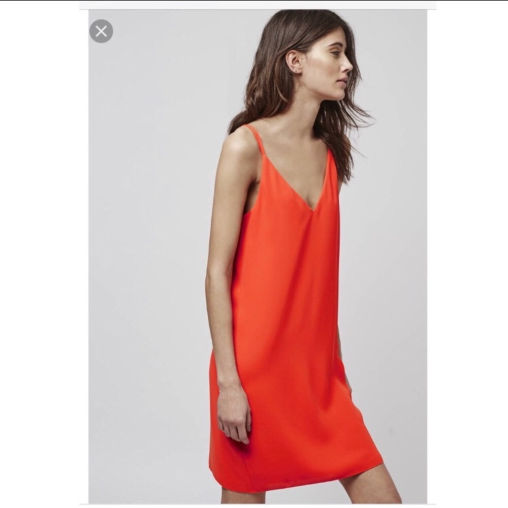 TopShop Red/ Orange V-neck Slip Dress Size 12